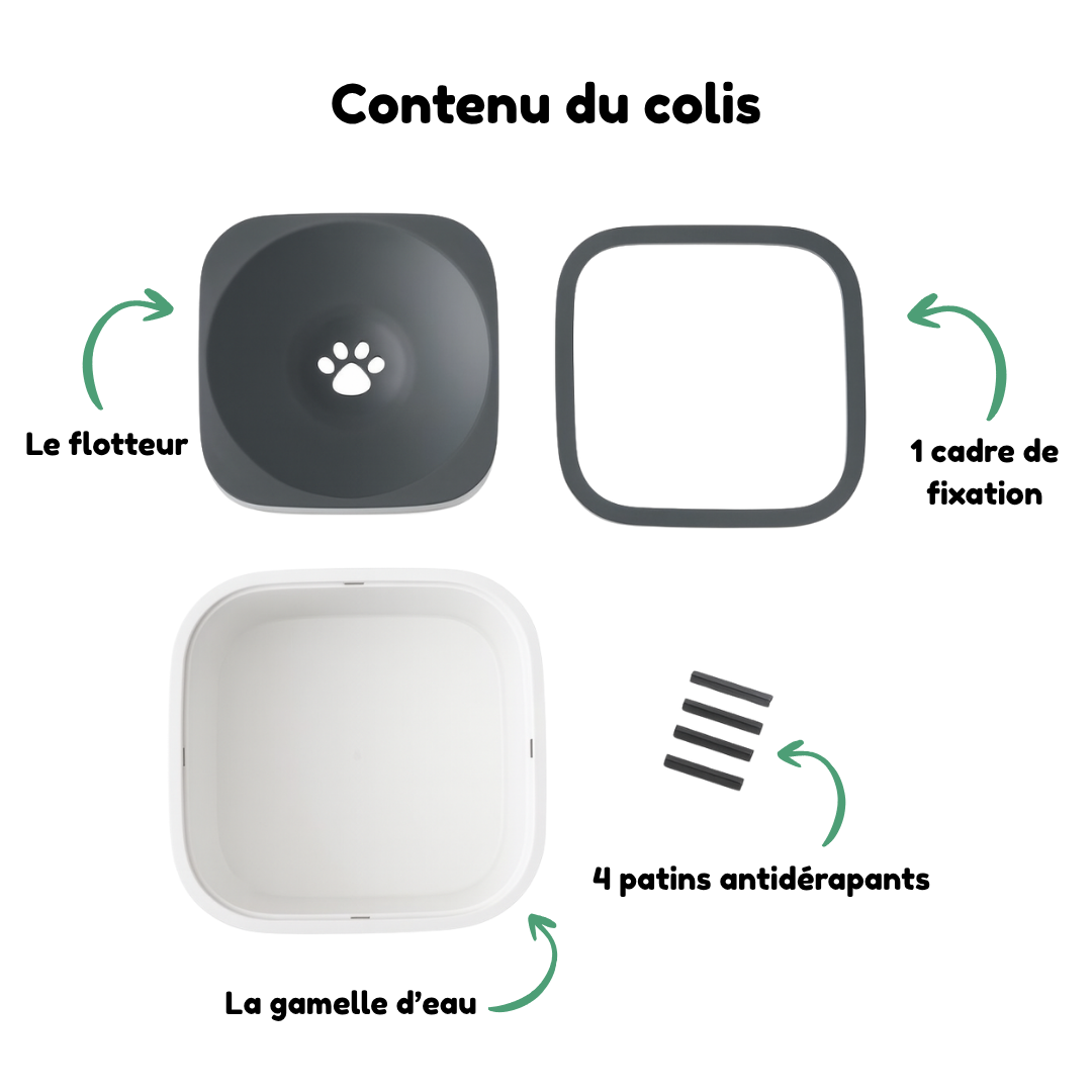 Gamelle d'eau anti-débordement pour chien